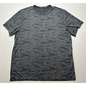 Ten Thousand Interval Men's XL Camo Knit Black Short Sleeve Stretch Shirt EUC